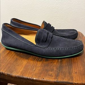 Austin Heller Blue Suede Penny Loafer